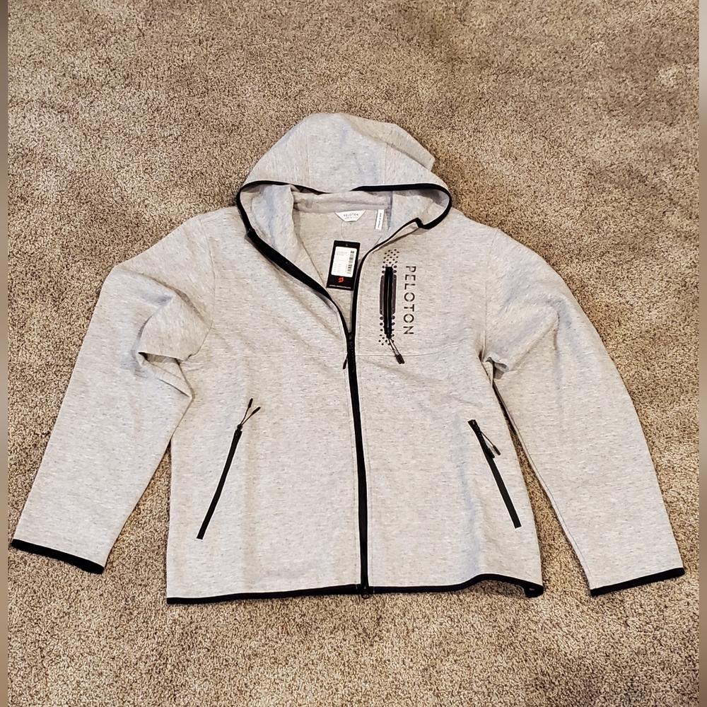 Peloton On The Go Full Zip Hoodie FA121. Men's Large. Grey Color